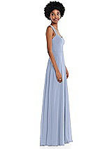 Side View Thumbnail - Sky Blue Contoured Wide Strap Sweetheart Maxi Dress