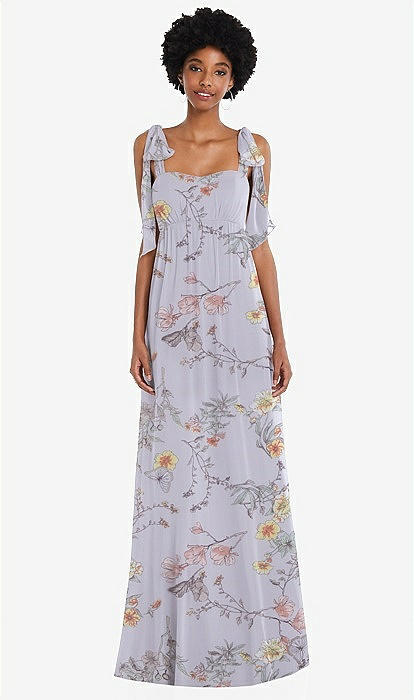 パーティードレス Multi Color Silk One Shoulder Dress Oversized Bow One-shoulder Floral Satin Column Maxi