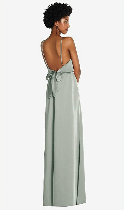 Low Tie-back Maxi Bridesmaid Dress With Adjustable Skinny Low Tie-back Maxi Bridesmaid Dress With Adjustable Skinny