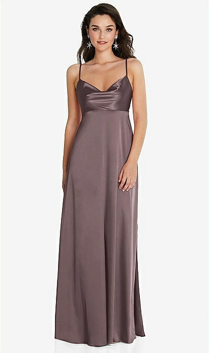 Cowl-neck Empire Waist Maxi Bridesmaid Dress With Adjustable