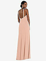 Rear View Thumbnail - Pale Peach Criss Cross Halter Princess Line Trumpet Gown
