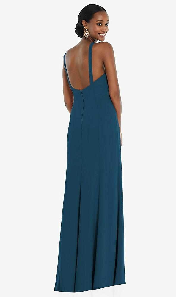 Back View - Atlantic Blue Criss Cross Halter Princess Line Trumpet Gown