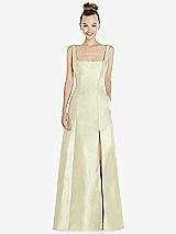 Front View Thumbnail - Butter Yellow Sleeveless Square-Neck Princess Line Gown with Pockets