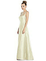 Side View Thumbnail - Butter Yellow Sleeveless Square-Neck Princess Line Gown with Pockets
