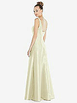 Rear View Thumbnail - Butter Yellow Sleeveless Square-Neck Princess Line Gown with Pockets