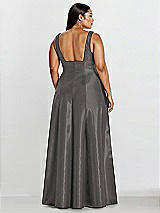 Alt View 2 Thumbnail - Caviar Gray Sleeveless Square-Neck Princess Line Gown with Pockets
