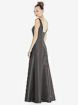 Rear View Thumbnail - Caviar Gray Sleeveless Square-Neck Princess Line Gown with Pockets