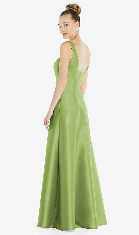 Back View - Mojito Sleeveless Square-Neck Princess Line Gown with Pockets