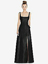 Front View Thumbnail - Black Sleeveless Square-Neck Princess Line Gown with Pockets
