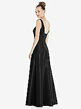 Rear View Thumbnail - Black Sleeveless Square-Neck Princess Line Gown with Pockets