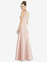 Rear View Thumbnail - Blush Sleeveless Square-Neck Princess Line Gown with Pockets