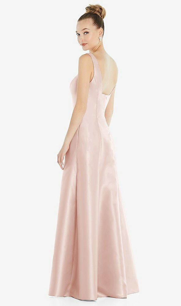 Back View - Blush Sleeveless Square-Neck Princess Line Gown with Pockets