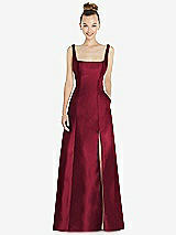 Front View Thumbnail - Burgundy Sleeveless Square-Neck Princess Line Gown with Pockets