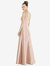 Rear View Thumbnail - Cameo Sleeveless Square-Neck Princess Line Gown with Pockets