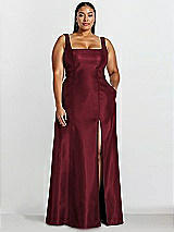 Alt View 1 Thumbnail - Cabernet Sleeveless Square-Neck Princess Line Gown with Pockets