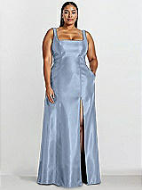 Alt View 1 Thumbnail - Cloudy Sleeveless Square-Neck Princess Line Gown with Pockets