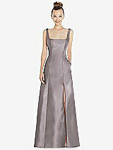 Front View Thumbnail - Cashmere Gray Sleeveless Square-Neck Princess Line Gown with Pockets