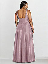 Alt View 2 Thumbnail - Dusty Rose Sleeveless Square-Neck Princess Line Gown with Pockets