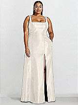 Alt View 1 Thumbnail - Ivory Sleeveless Square-Neck Princess Line Gown with Pockets