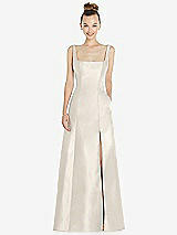 Front View Thumbnail - Ivory Sleeveless Square-Neck Princess Line Gown with Pockets