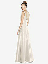 Rear View Thumbnail - Ivory Sleeveless Square-Neck Princess Line Gown with Pockets