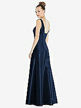 Rear View Thumbnail - Midnight Navy Sleeveless Square-Neck Princess Line Gown with Pockets