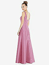 Rear View Thumbnail - Powder Pink Sleeveless Square-Neck Princess Line Gown with Pockets