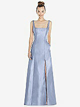 Front View Thumbnail - Sky Blue Sleeveless Square-Neck Princess Line Gown with Pockets