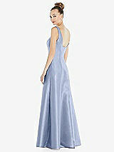 Rear View Thumbnail - Sky Blue Sleeveless Square-Neck Princess Line Gown with Pockets