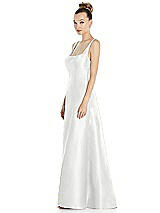 Side View Thumbnail - White Sleeveless Square-Neck Princess Line Gown with Pockets