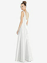 Rear View Thumbnail - White Sleeveless Square-Neck Princess Line Gown with Pockets