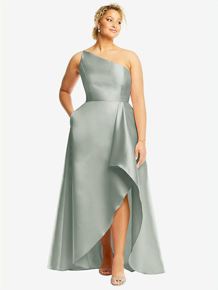 One-shoulder Draped Twist Empire Waist Trumpet Bridesmaid