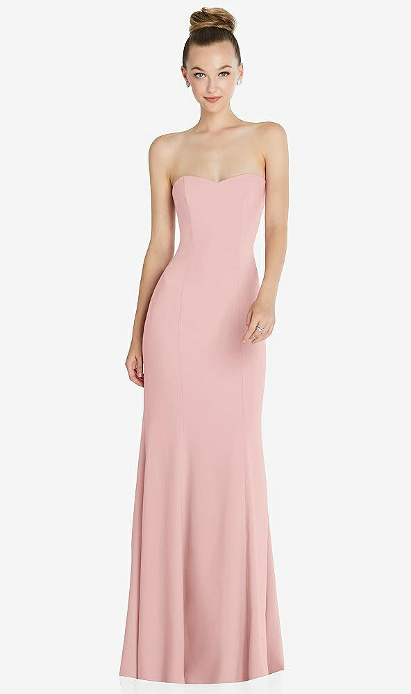 Front View - Rose Strapless Princess Line Crepe Mermaid Gown