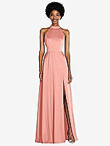 Front View Thumbnail - Rose Stand Collar Cutout Tie Back Maxi Dress with Front Slit