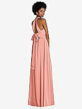 Rear View Thumbnail - Rose Stand Collar Cutout Tie Back Maxi Dress with Front Slit