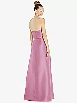 ぴのこ　andresd satin dress Basque-neck Strapless Satin Bridesmaid Dress With Mini Sash