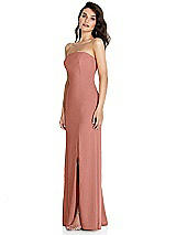 Side View Thumbnail - Desert Rose Strapless Scoop Back Maxi Dress with Front Slit