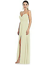 Side View Thumbnail - Butter Yellow Adjustable Strap Wrap Bodice Maxi Dress with Front Slit