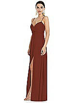 Side View Thumbnail - Auburn Moon Adjustable Strap Wrap Bodice Maxi Dress with Front Slit