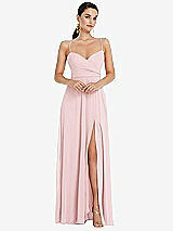 Front View Thumbnail - Ballet Pink Adjustable Strap Wrap Bodice Maxi Dress with Front Slit