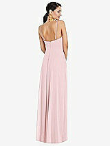 Rear View Thumbnail - Ballet Pink Adjustable Strap Wrap Bodice Maxi Dress with Front Slit