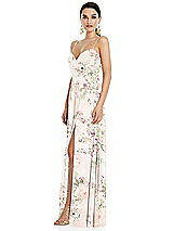 Side View Thumbnail - Blush Garden Adjustable Strap Wrap Bodice Maxi Dress with Front Slit