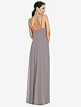 Rear View Thumbnail - Cashmere Gray Adjustable Strap Wrap Bodice Maxi Dress with Front Slit