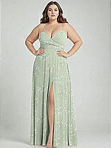 Alt View 1 Thumbnail - Vintage Primrose Sage Adjustable Strap Wrap Bodice Maxi Dress with Front Slit