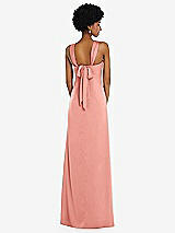 Alt View 3 Thumbnail - Rose Draped Satin Grecian Column Gown with Convertible Straps