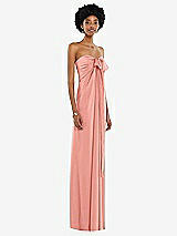 Alt View 5 Thumbnail - Rose Draped Satin Grecian Column Gown with Convertible Straps