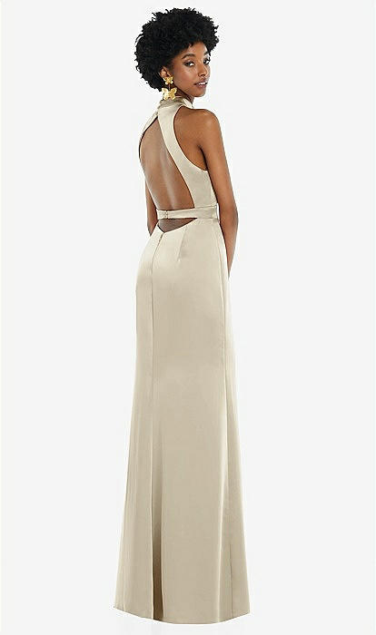 Sexy High Neck Open Front Off Shoulder  Backless Dress
