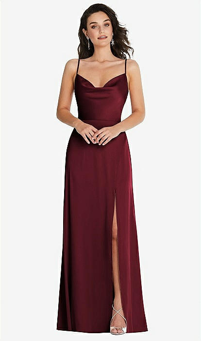 CHICLINE★MieLla Wing Collar Slit Belt Dress★ Lost Purple Metallic Halter-Neck Cut-Out Split Maxi Dress
