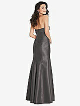 Rear View Thumbnail - Caviar Gray Bow Cuff Strapless Princess Waist Trumpet Gown