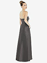 Alt View 3 Thumbnail - Caviar Gray Strapless Satin Gown with Draped Front Slit and Pockets